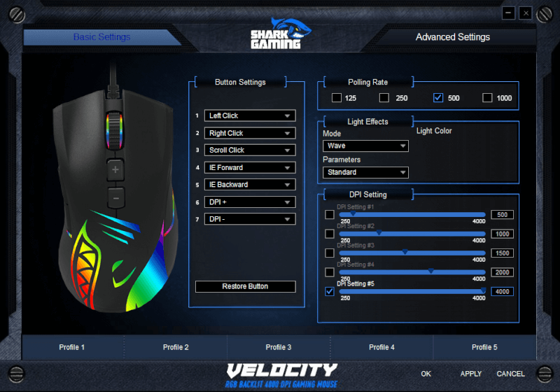 Velocity gamer SharkGaming mouse RGB 96g M70 Gaming PMW3360 Shark.png